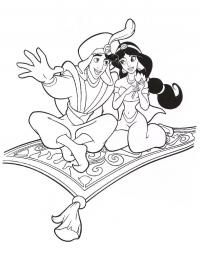 Aladdin e Jasmine em seu tapete