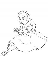 Alice tomando chá