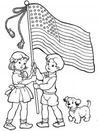 Crianças segurando a bandeira americana