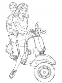 Barbie e Ken andando de moto