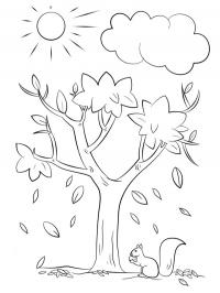 Folhas caindo das árvores