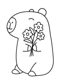 Capivara com flores