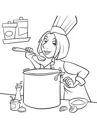 Colette prova a sopa do Linguini