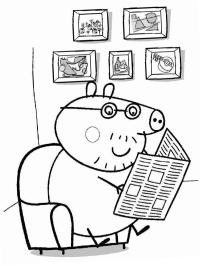 Papai Pig lendo o jornal