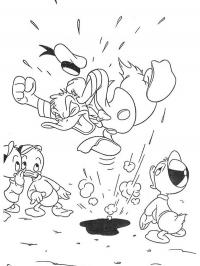 Pato Donald bravo com Huguinho, Zezinho e Luizinho