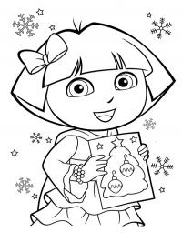 Dora com cartão de Natal