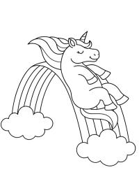 Unicórnio deslizando no arco-íris