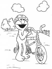 Elmo anda de bicicleta