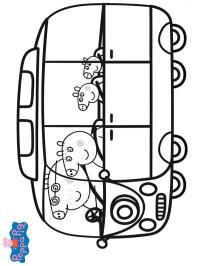 Família Peppa Pig no ônibus