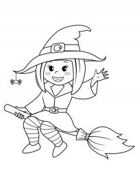 Bruxa de Halloween voando em vassoura