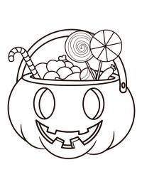 Abóbora de Halloween com doces