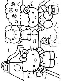 Hello Kitty na caixa de areia