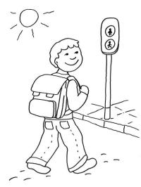 Menino atravessando a rua