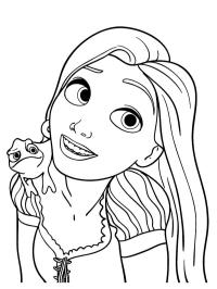 Camaleão nos ombros da Rapunzel