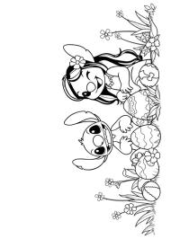 Lilo e Stitch comemorando a Páscoa
