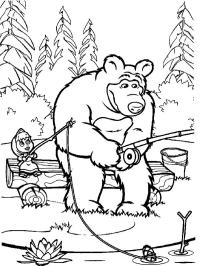 Masha e o urso pescando