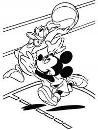 Mickey e Donald jogando basquete