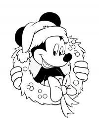 Mickey Mouse em uma guirlanda de Natal