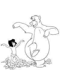 Mogli e urso Baloo dançando