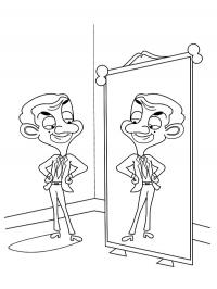 Mr. Bean se olha no espelho