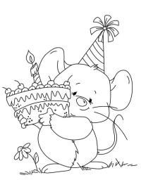 Rato com bolo de aniversário