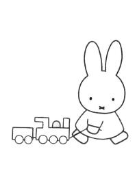 Miffy puxando um trem de brinquedo