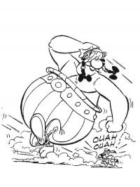 Obelix e Idefix correndo por suas vidas