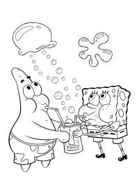 Patrick Estrela e Bob Esponja bebem limonada