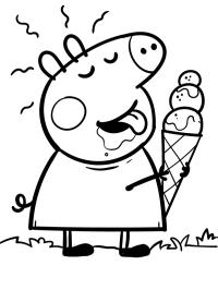 Peppa Pig lambendo um sorvete