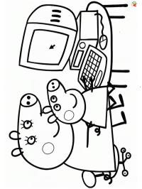 Peppa e Mamãe Pig no computador