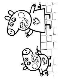 Peppa Pig e George escovando os dentes