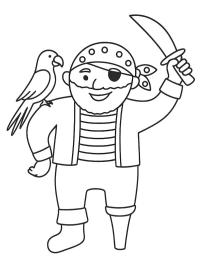 Pirata com um papagaio no ombro