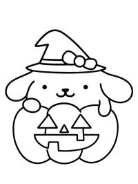 Pompompurin em uma abóbora de Halloween