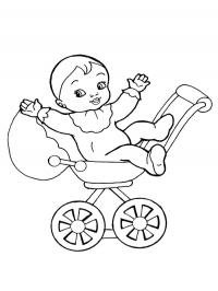 Boneca no carrinho de bebê