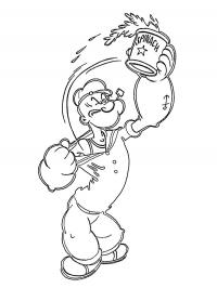 Popeye ganhando força com espinafre
