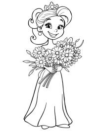Princesa com um buquê de flores