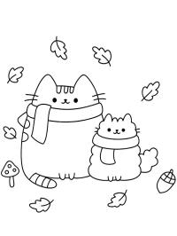 Pusheen e Stormy no outono