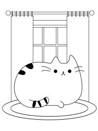 Pusheen dormindo em frente à janela