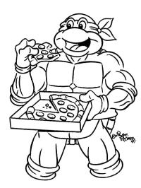 Raphael comendo pizza