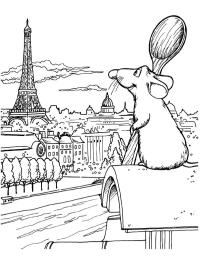 Remy olha para a Torre Eiffel