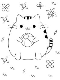 Pusheen fofa com uma bola