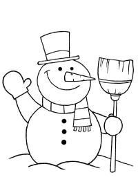 Boneco de neve com vassoura