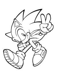 Sonic fazendo V com a mão
