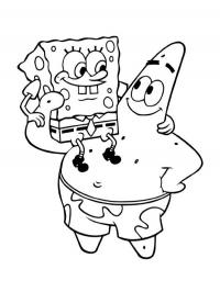 Bob Esponja nos ombros do Patrick