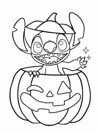 Stitch na abóbora de Halloween