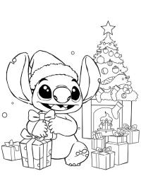 Stitch com presentes de Natal