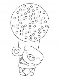 Porco em um balão de ar quente