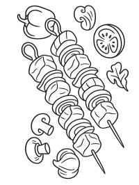 Espetinhos de carne e legumes