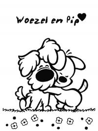 Woezel e Pip abraçando