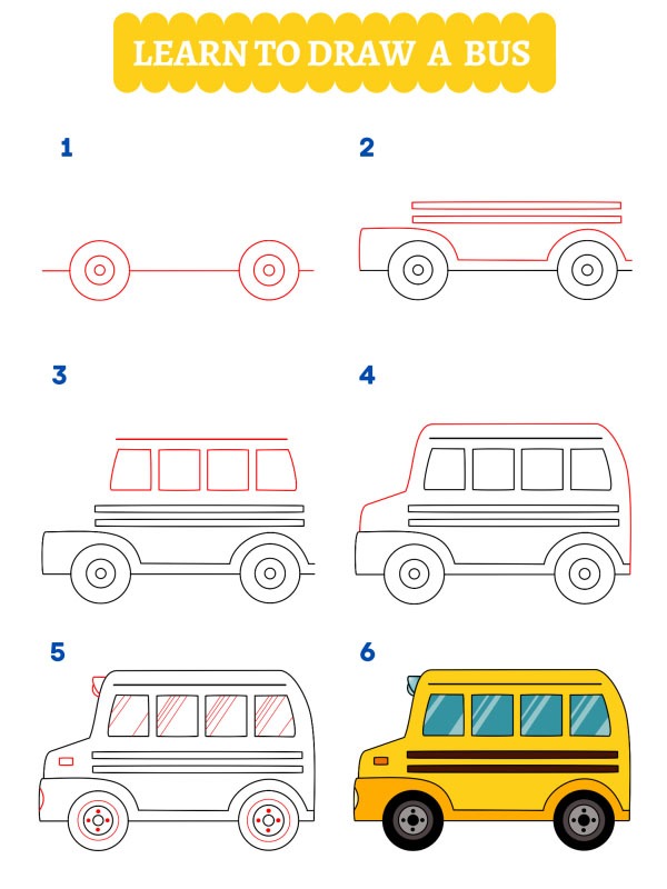 Como desenhar um ônibus escolar